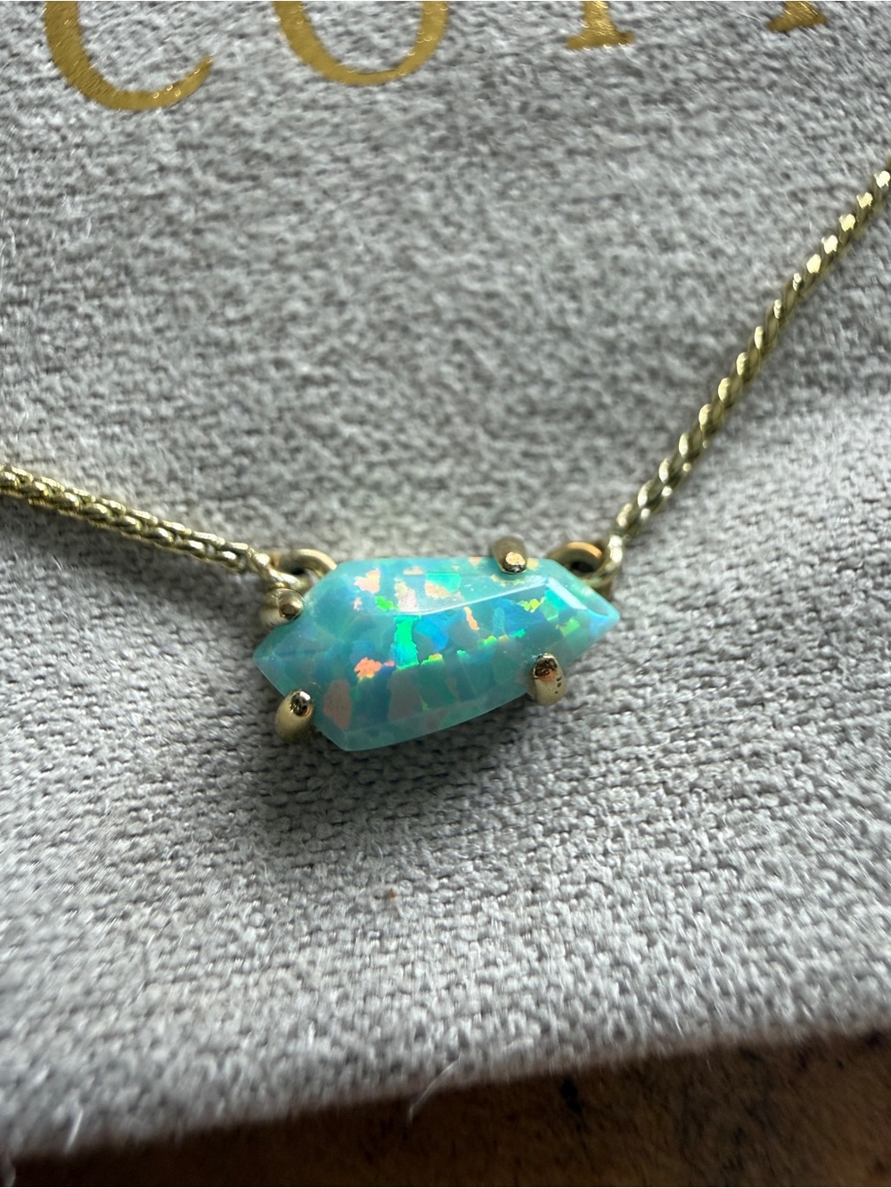 Kendra Scott Gold Chain Necklace with Turquoise Opal Pendant
